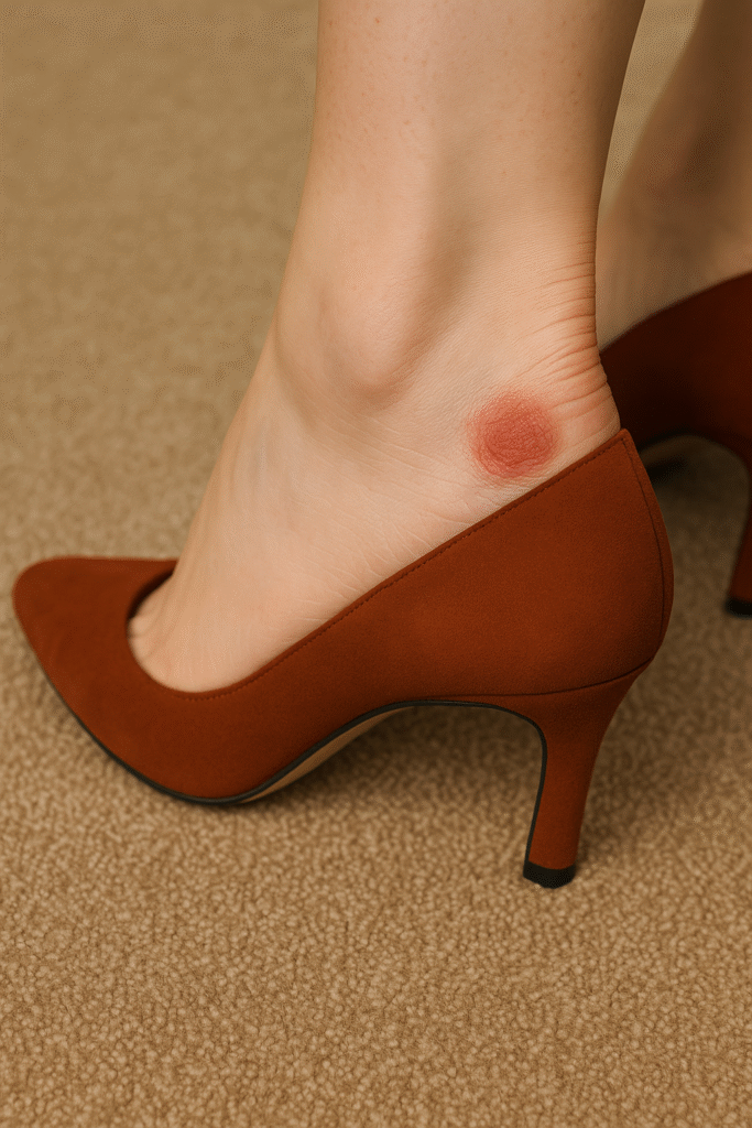 Woman standing in shoes that hurt questioning whether to walk away; symbolising the moment before personal reinvention begins