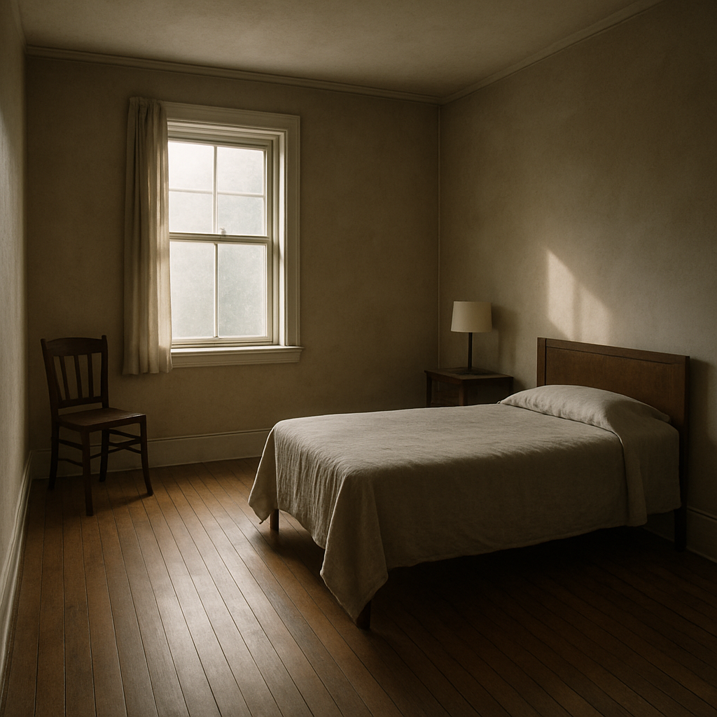 A quiet empty room symbolising the transition to life after children move out, representing reinvention after empty nest.