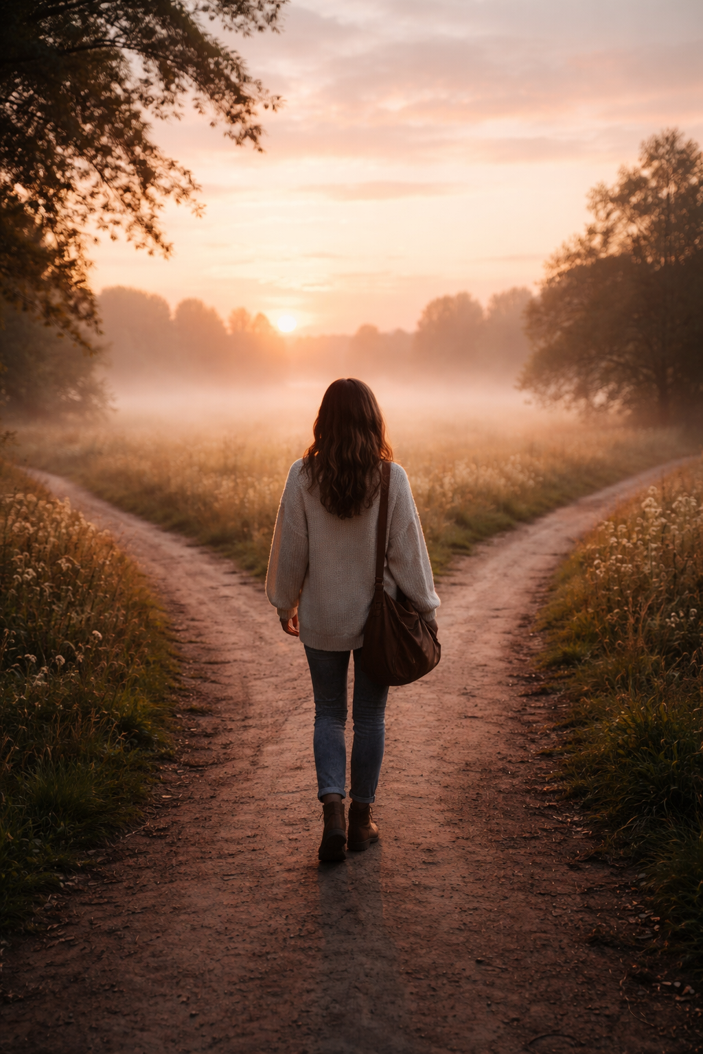 crossroads Woman standing at a crossroads symbolising vision and clarity in the messy middle of life